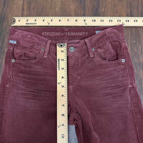 CITIZENS OF HUMANITY Avedon Low Rise Skinny Red Corduroy Jeans in Maroon - Picture 12 of 14